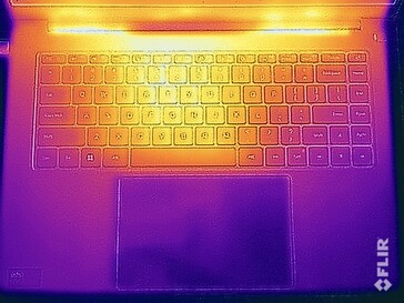 Surface temperatures during the stress test (top)