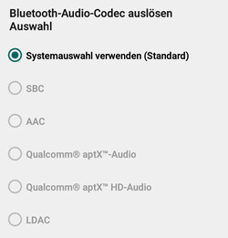 Available Bluetooth audio codecs