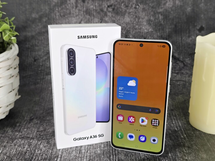 Our test device: The Samsung Galaxy A36 5G in Awesome White 