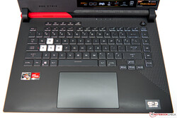 The keyboard and touchpad of the Asus ROG Strix G15 G513QY