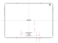 Huawei MediaPad M3 Lite 10 Android tablet back sketch as shown on FCC