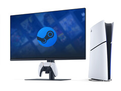 The Bazzite-deck port also has an option to unlock the full 40 CU GPU. Pictured: PS5 connected to a monitor with Steam running (edited).
