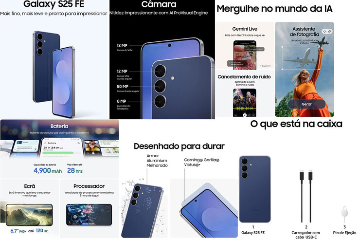 Promotional pictures of the Samsung Galaxy S25 FE from the listing (Image source: MediaMarkt)