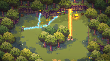 Players can use magic alongside melee and ranged weapons in combat. (Pictured: A screenshot from Sun Haven.)