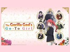 The Gorilla God's Go-To Girl promo image shows off the leading lady and her suitors. (Image source: Kadokawa)