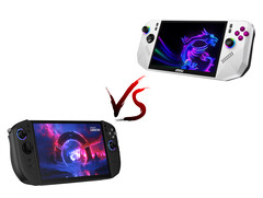 The Legion Go 2 and MSI Claw A8 in official images. (Image source: Lenovo &amp; MSI - edited)