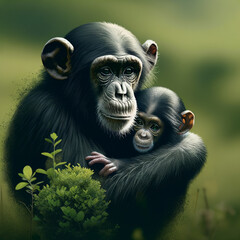 180,000 gorillas, bonobos and chimpanzees are at risk from renewable energy mining (symbolic image: Dall-E / KI)