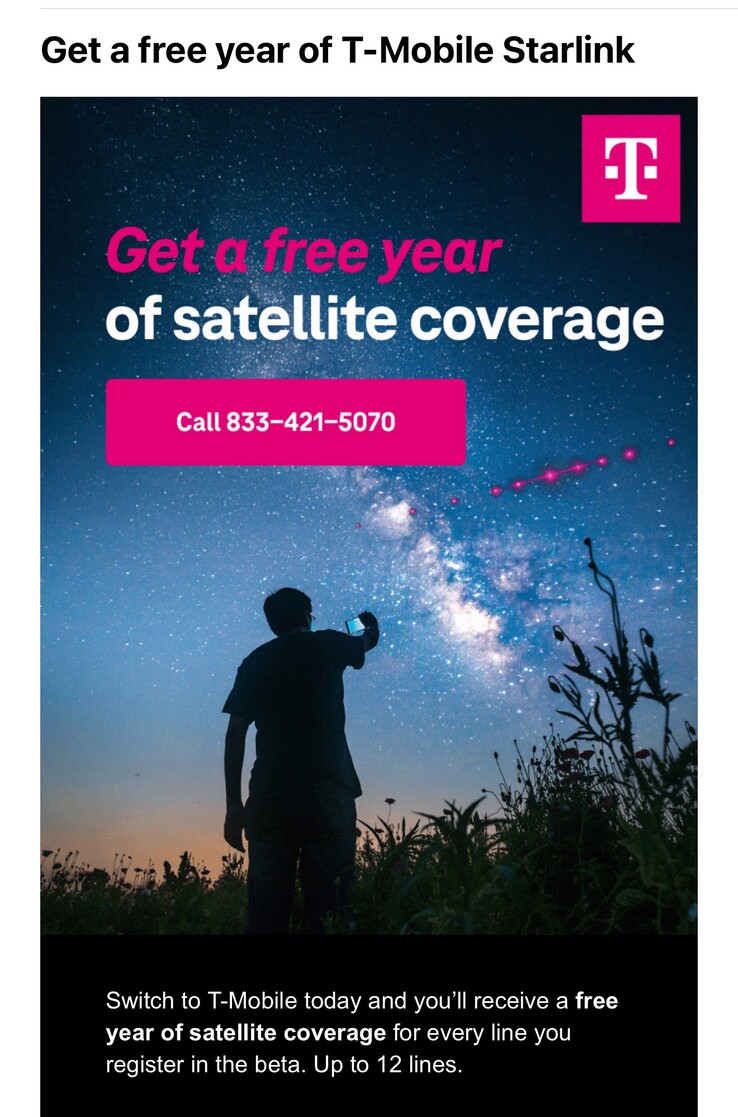T-Mobile's free Starlink satellite coverage offer