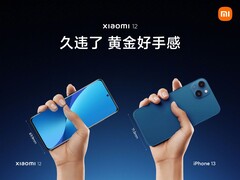 The Xiaomi isn't as wide as the iPhone 13. (Source: Xiaomi)