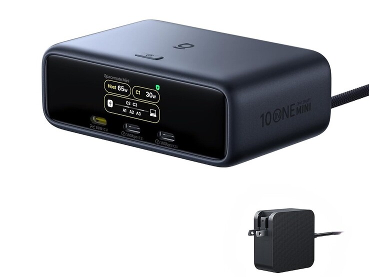 The dock comes with an included 120W GaN charger