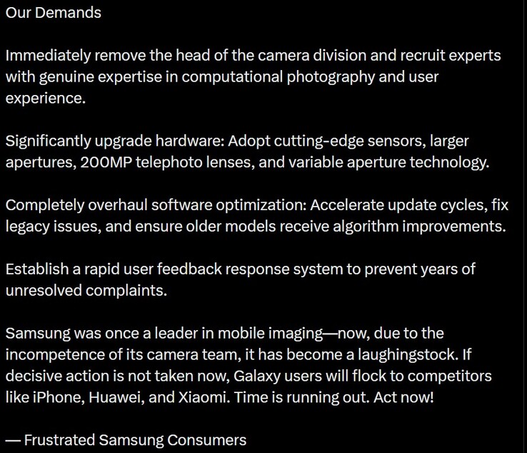 Ice Universes urges TM ROH sack the head of Samsung's camera department. (Image source: Ice Universe on X)