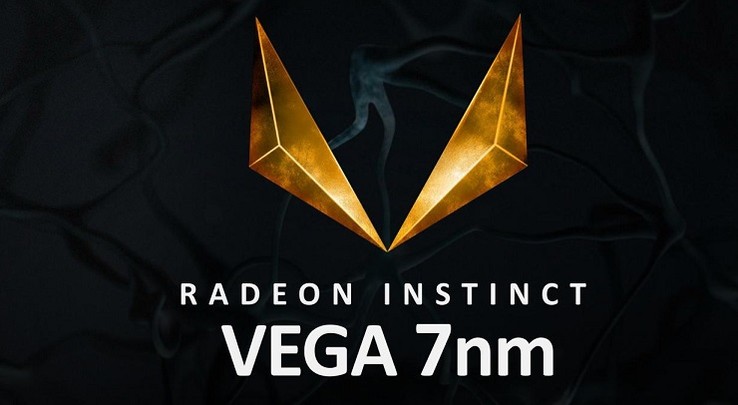 AMD has been using a gold V logo for the new Radeon Instinct Vega 7 nm. (Source: Anandtech)