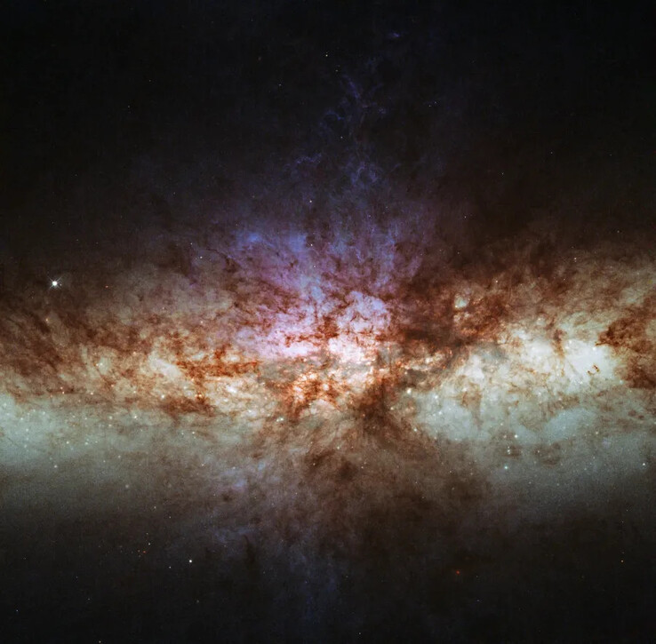 An image from the Hubble Telescope showing the core of the M82 galaxy.