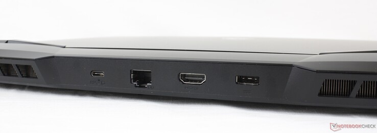 Rear: USB-C 3.2 Gen. 2, 2.5 Gbps RJ-45, HDMI 2.0, AC adapter