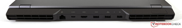 Rear: Gigabit-Ethernet, USB-C 3.2 Gen.2 (Power Delivery, DisplayPort 1.4), HDMI 2.1, USB-A 3.2 Gen.1, USB-A 3.2 Gen.1 (Powered), power (Slim Tip)