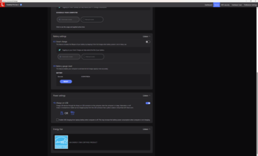 Additional power settings and charging behavior