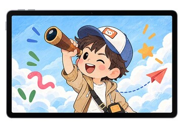 Front view of the Lenovo Xiaoxin 10.1 tablet with an illustrated wallpaper