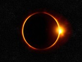 An image showing a solar eclipse with a ring of fire.
