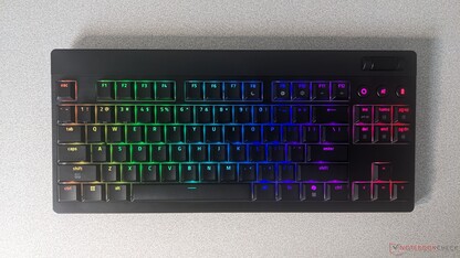 Razer BlackWidow V4 Low-profile HyperSpeed TKL keyboard Chroma RGB lighting (Image source: Adam Corsetti)