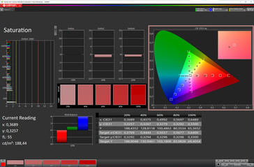 Saturation (True Tone disabled, target color space: sRGB)