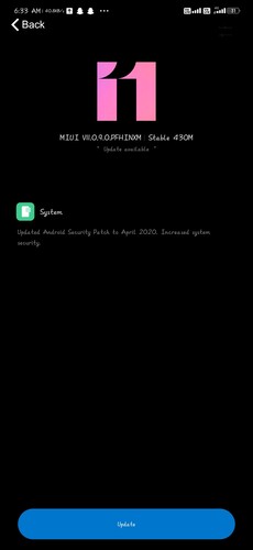 The V11.0.9.0.PFHINXM update for the Redmi Note 7 Pro. (Image source: @sAikumArnayin)