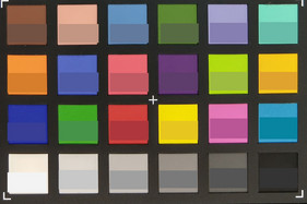 ColorChecker. Target color in the bottom half of each square.