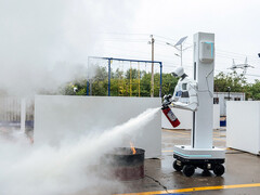 Humanoid robot firefighting games.