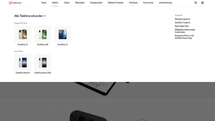 The OnePlus Germany website now only promotes select products.