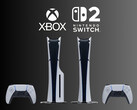 PS5 consoles are shown below Xbox and Nintendo Switch 2 logos (Image source: Sony PlayStation, Microsoft Gaming, Nintendo of America with edits)