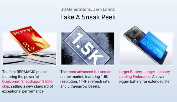 RedMagic 10 Pro key specifications. (Image source: RedMagic)