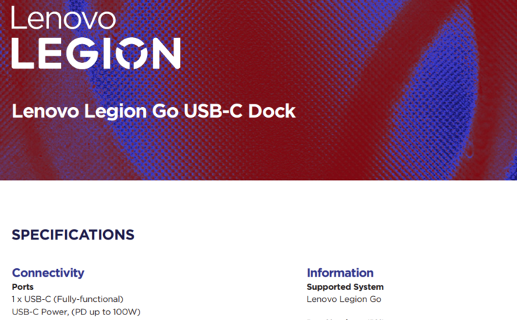 On the other hand, the 'Product Brochure' only includes the Lenovo Legion Go as a supported device, not mentioning any specific models (Image source: Lenovo)