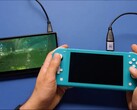 A modded Nintendo Switch Lite outputs gameplay over HDMI to an external display (Image source: Taki II via YouTube)