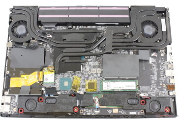 MSI GE65. Note the additional speakers and the option for a third storage drive