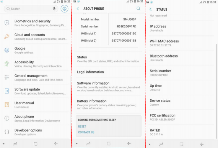 The red rectangle reveals the 18.5:9 aspect ratio of the Infinity Display (Source: FCC)