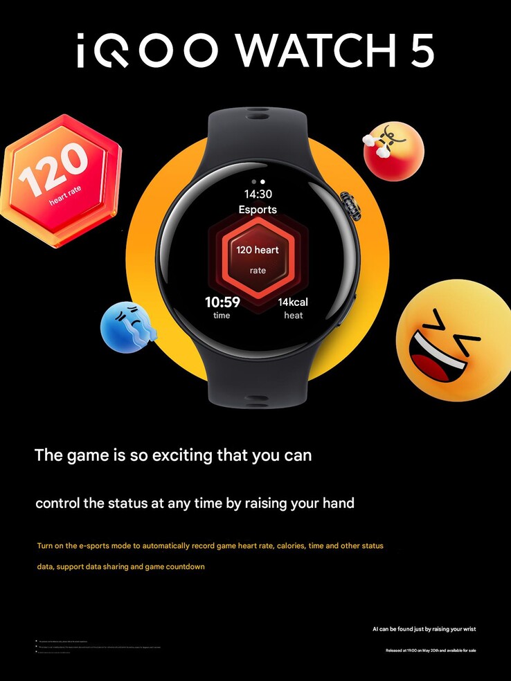 The iQOO Watch 5 smartwatch has an e-sports mode, shown above. (Image source: iQOO via Weibo, machine translated)