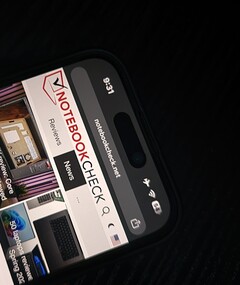 The iPhone 17 series is tipped to feature 24 MP selfie cameras. Pictured: An iPhone displaying Notebookcheck&#039;s home page (Image Source: Notebookcheck)