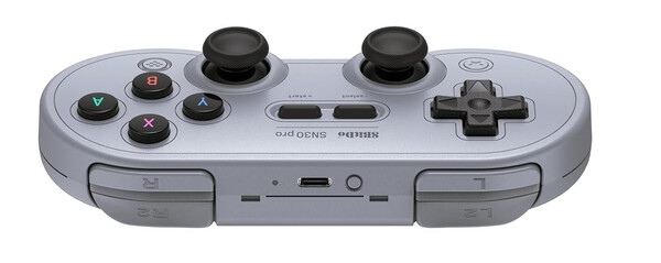 The pair button on 8BitDo controllers is the round button next to the USB port. (Image source: 8BitDo)