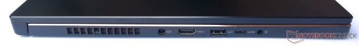 Left side: power, HDMI 2.0b, 1x USB 3.2 Gen2 Type-A, 1x USB 3.2 Gen2 Type-C (incl. DisplayPort 1.4), combined 3.5-mm audio