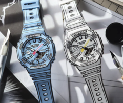 Casio Manga GA-2100MNG series features two watches, one in blue and the other in a white colorway. (Image source: Casio)