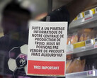 Cyberattack notice in a French supermarket
