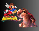 Donkey Kong Bananza artwork with a 3D Mario (Image source: Nintendo of America with edits)