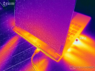 Most of the heat escapes from the left edge