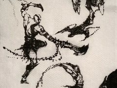 The initial concept art for Kratos in God of War