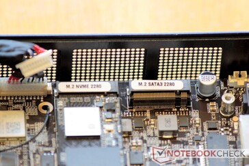 The left slot supports NVMe, while the right slot is limited to SATA III.