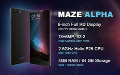 Maze Alpha Android phablet with 6 GB RAM announced for August 28 (Source: Phablist)