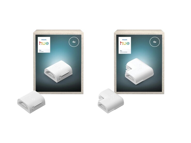 The Philips Hue Flux Connector 4x (left) and Flux Corner Connector 4x (right). (Image source: Philips Hue via OBI, edited)