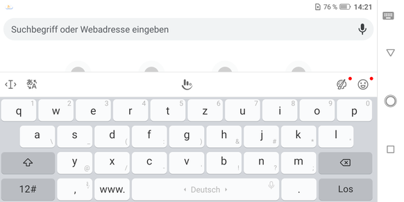 Using the default keyboard in landscape mode