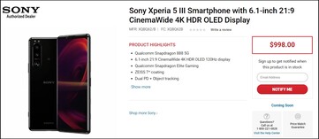 Sony Xperia 5 III price. (Image source: Focus)