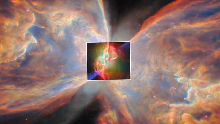 This image from James Webb shows the central star of the Butterfly Nebula (Image source: HubbleWebbESA via YouTube)