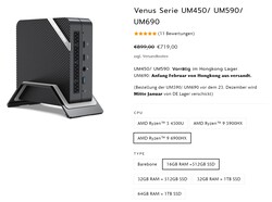 Minisforum Venus Series UM690 configurations (source: Minisforum)